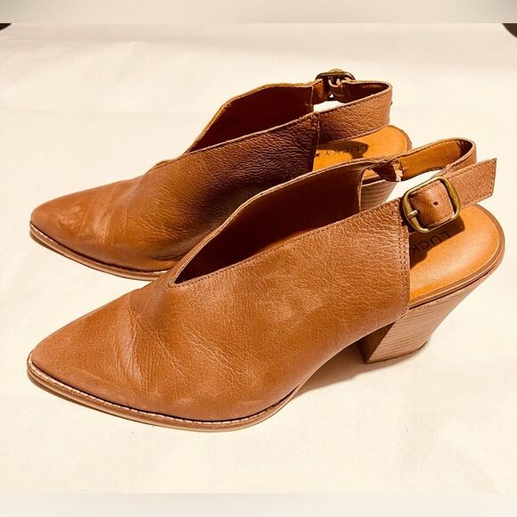 lucky brand shoes Brown leader Block heel Open Back Western Inspired Women’s 10 - Picture 3 of 9